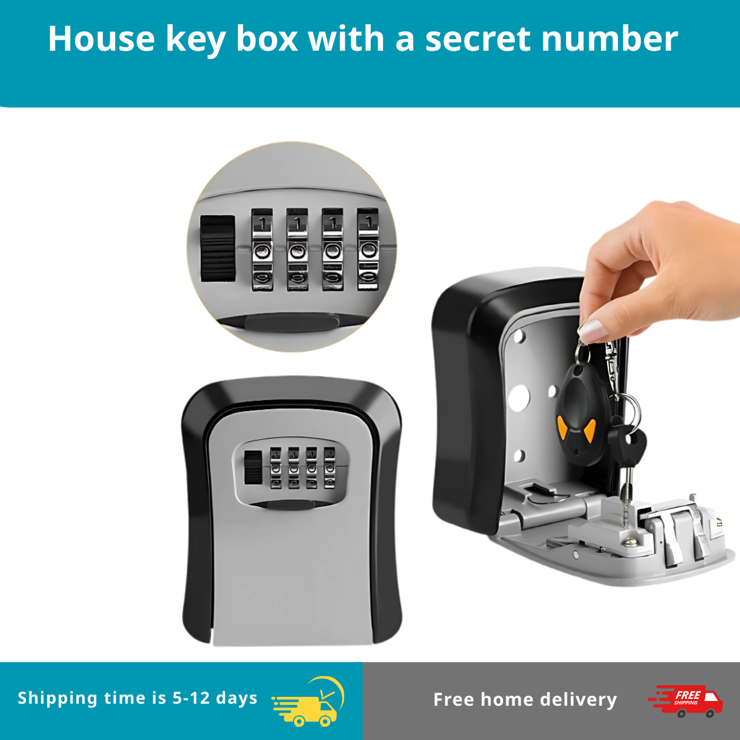 Wall Key Lock Box 4 Digit Password Code