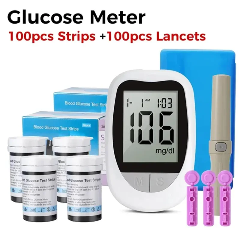 Blood Glucose Meter Glucometer Kit Diabetes Test /100pcs Kit