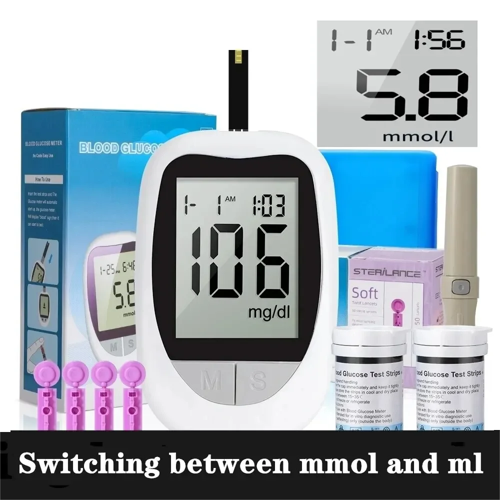 Blood Glucose Meter Glucometer Kit Diabetes Test /100pcs Kit