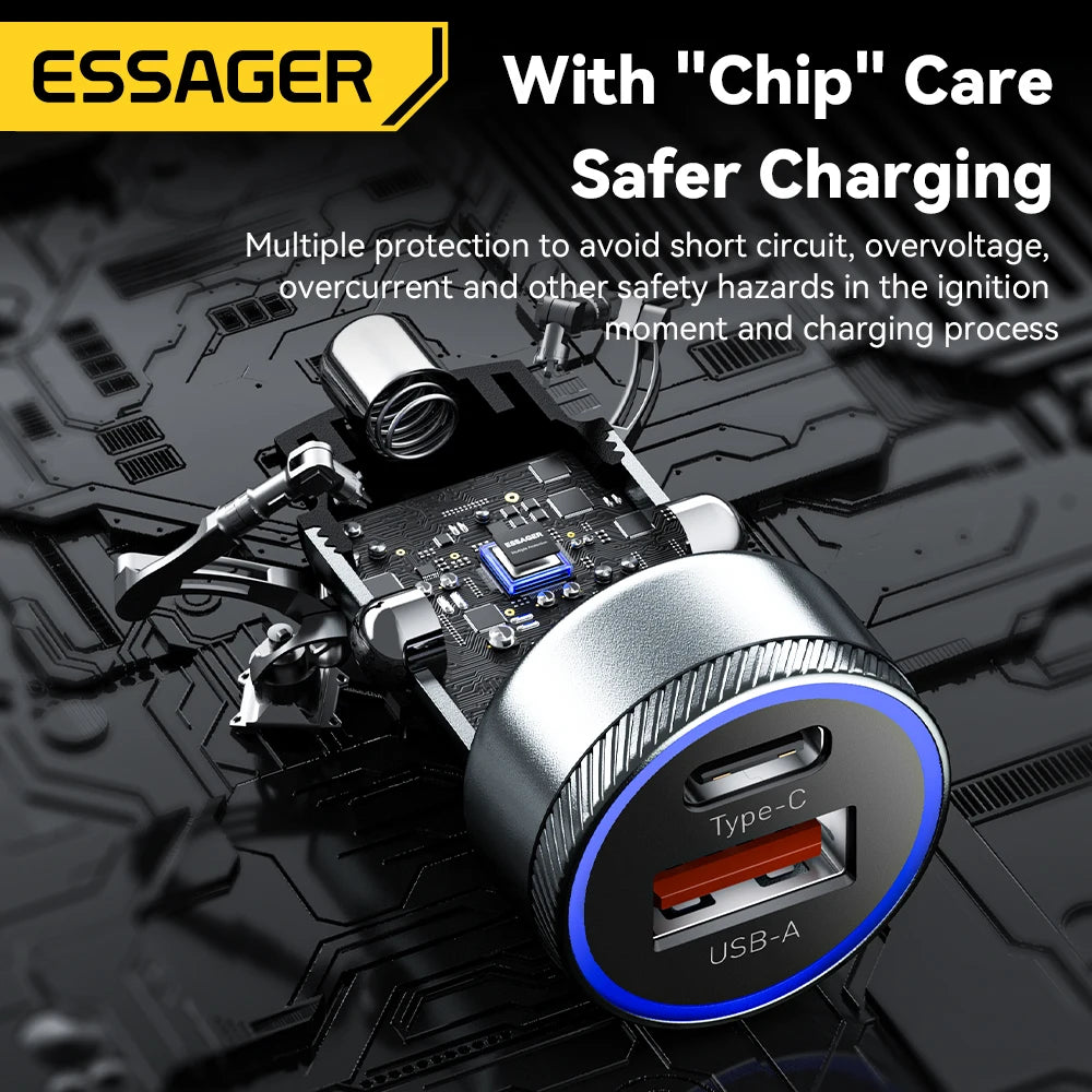 Essager 54W Car Charger 5A Fast Charging Type C Quick Charge 3.0 QC PD 3.0 SCP USB