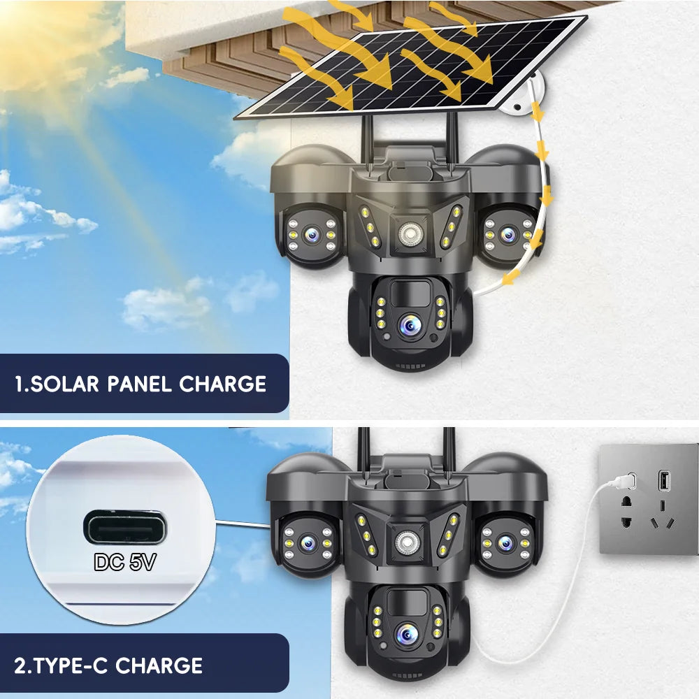 15MP 10X Zoom Triple Lens 4G Solar Camera Outdoor
