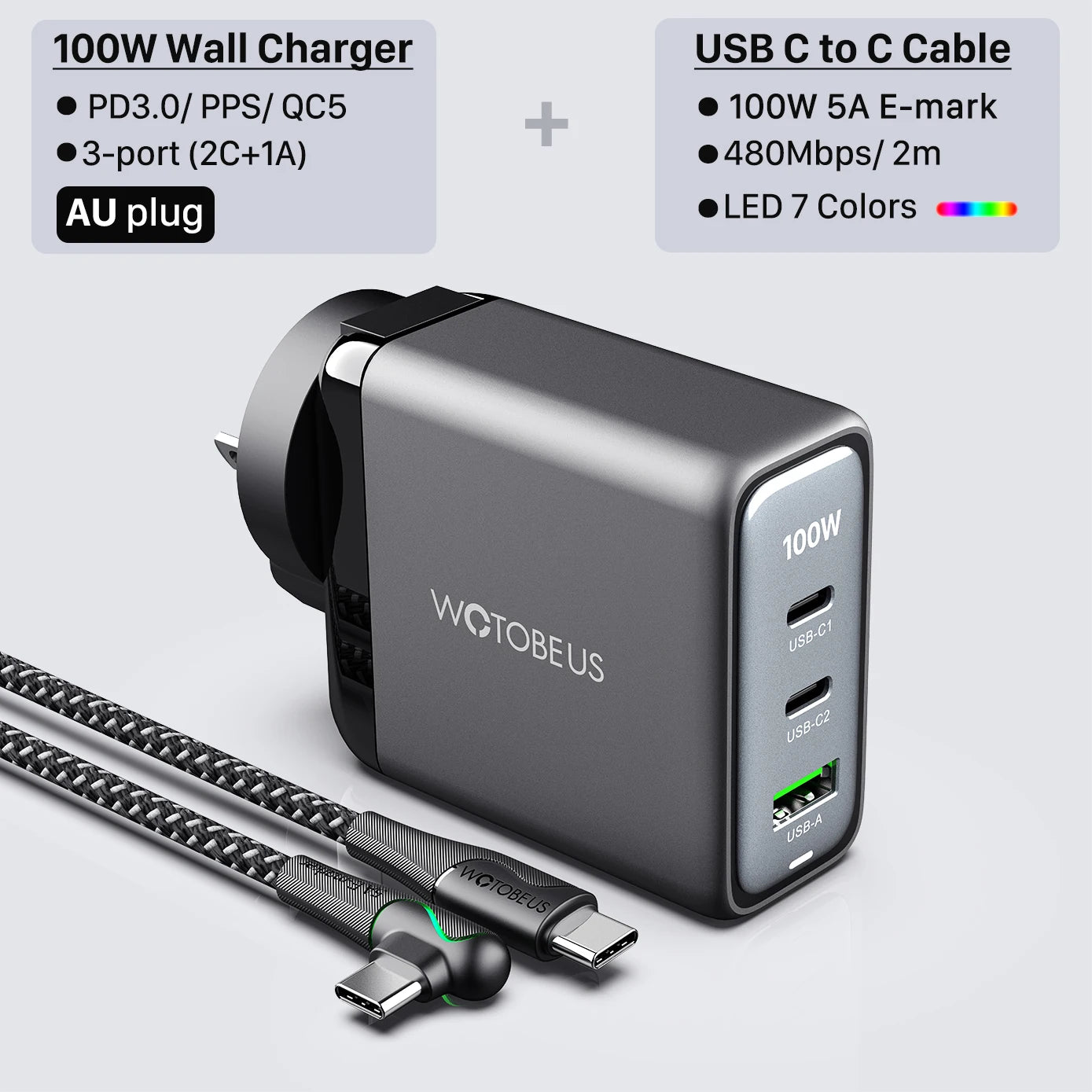 1Wall Charger,USB C PD100W PD65W 45W 20W