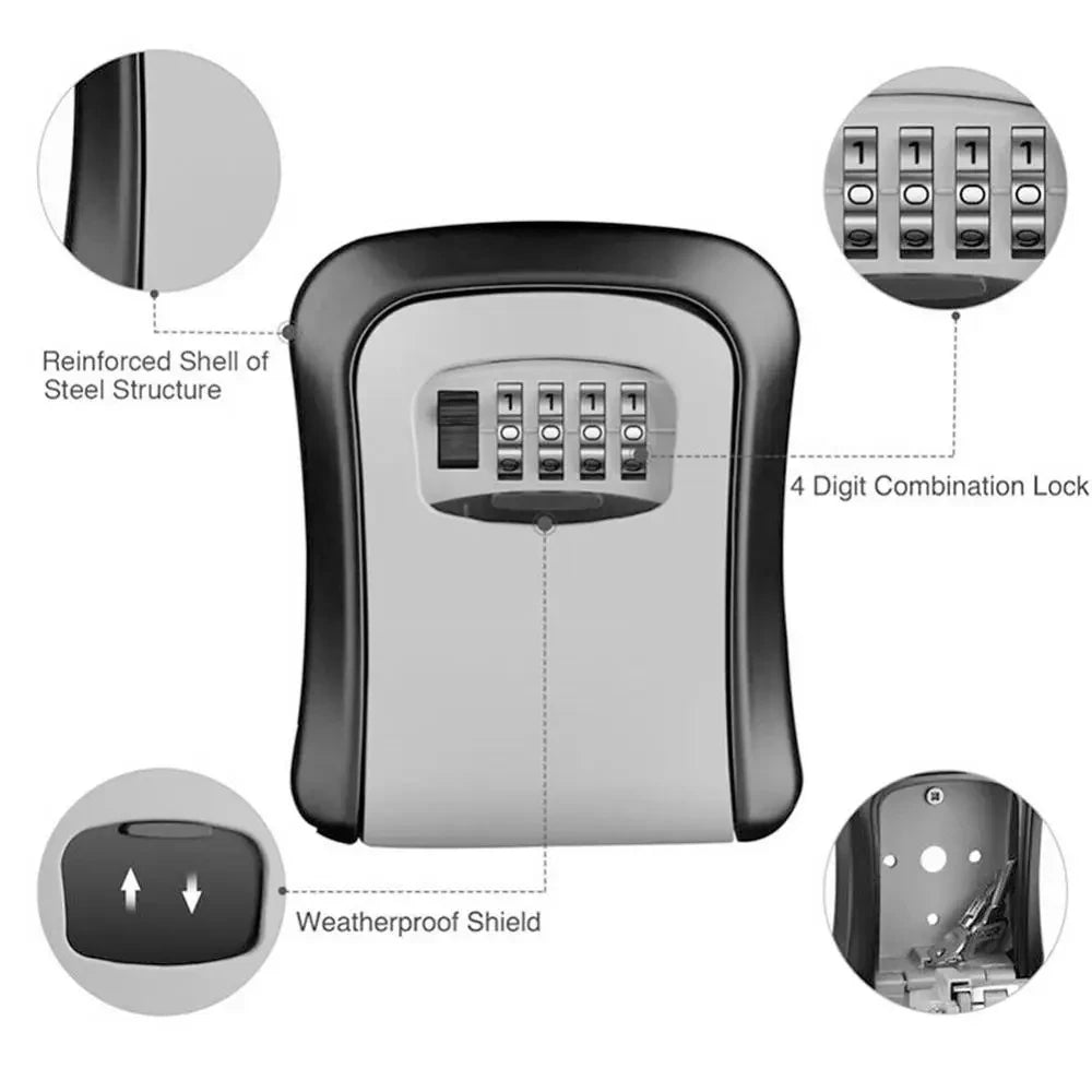 Wall Key Lock Box 4 Digit Password Code