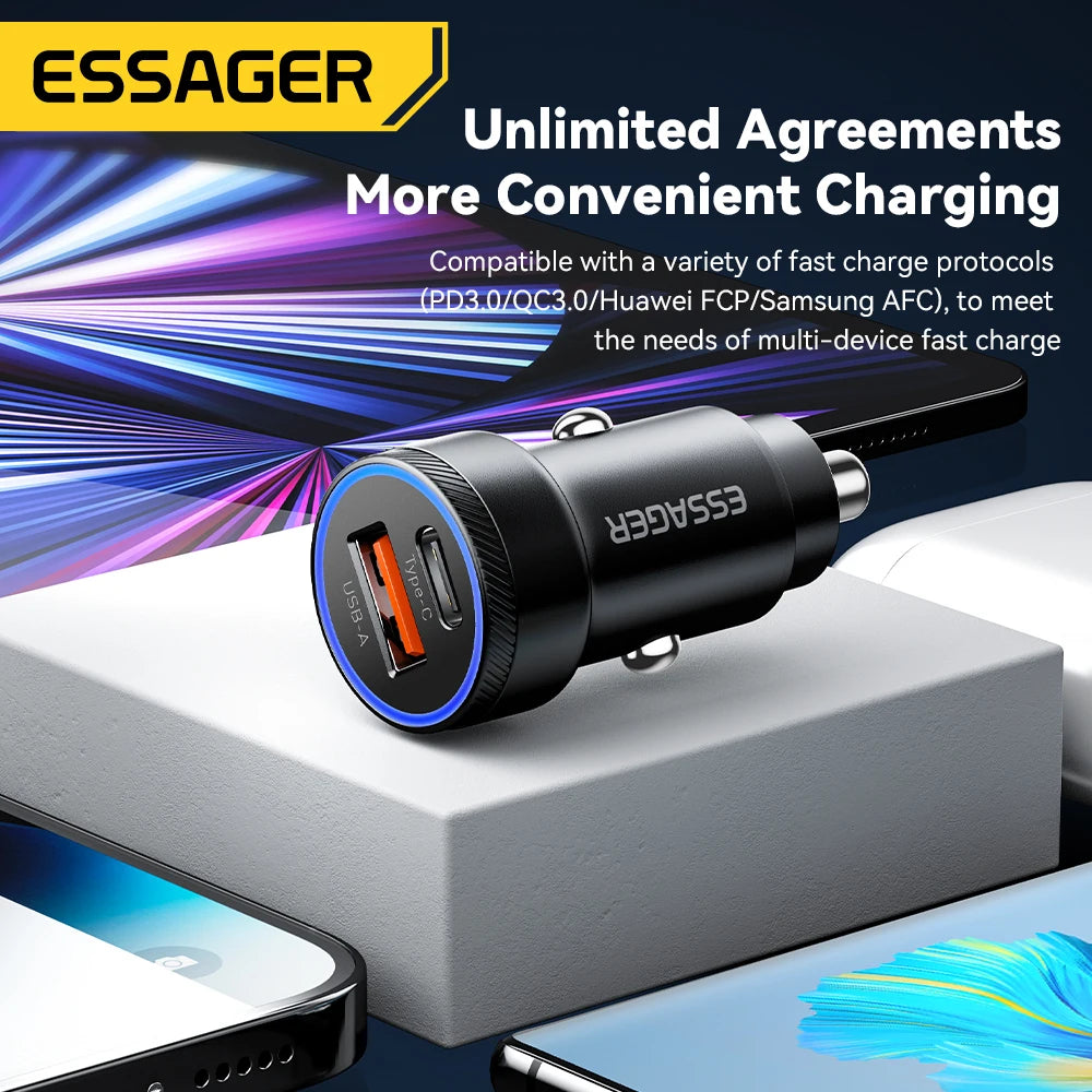 Essager 54W Car Charger 5A Fast Charging Type C Quick Charge 3.0 QC PD 3.0 SCP USB
