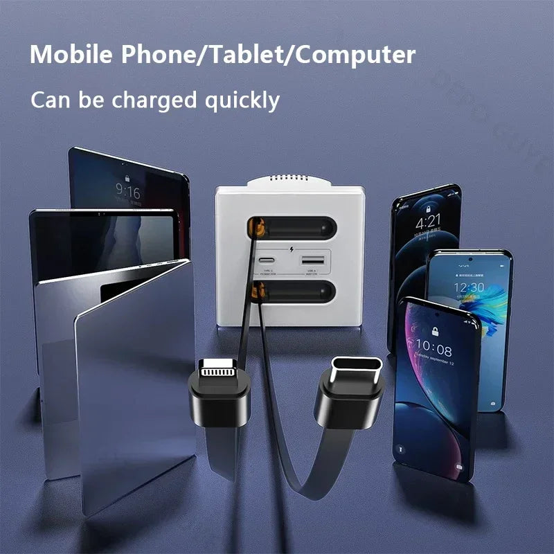 Universal Smart Socket With Telescopic charging line 20W Fast