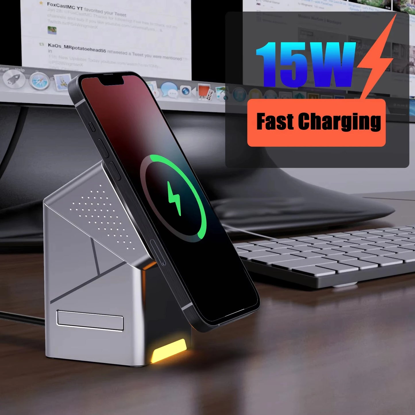 Automatic Rotation 3 in 1 15W Wireless Charger Pop-up