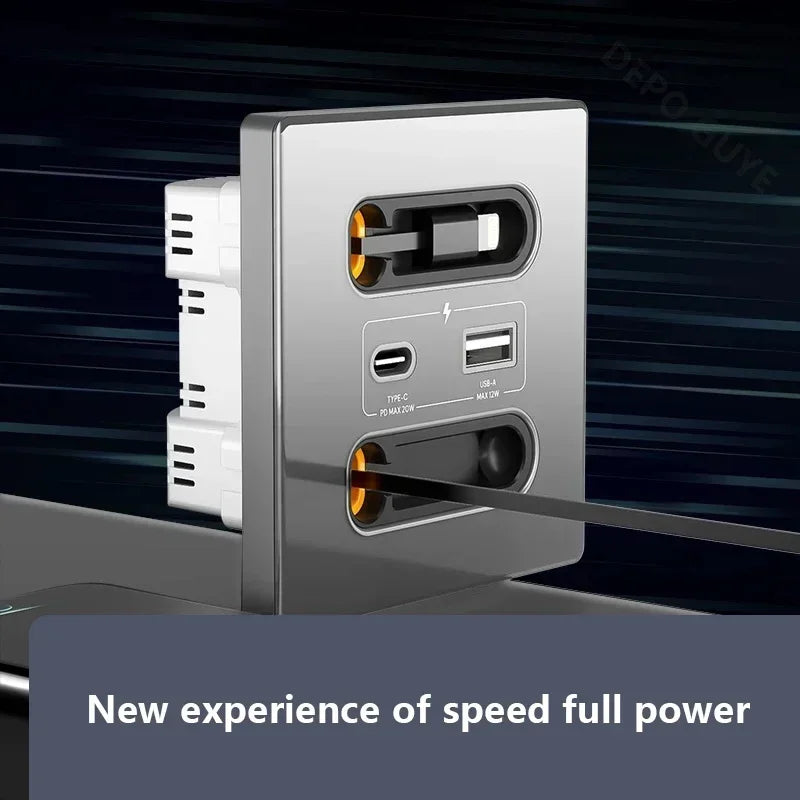Universal Smart Socket With Telescopic charging line 20W Fast