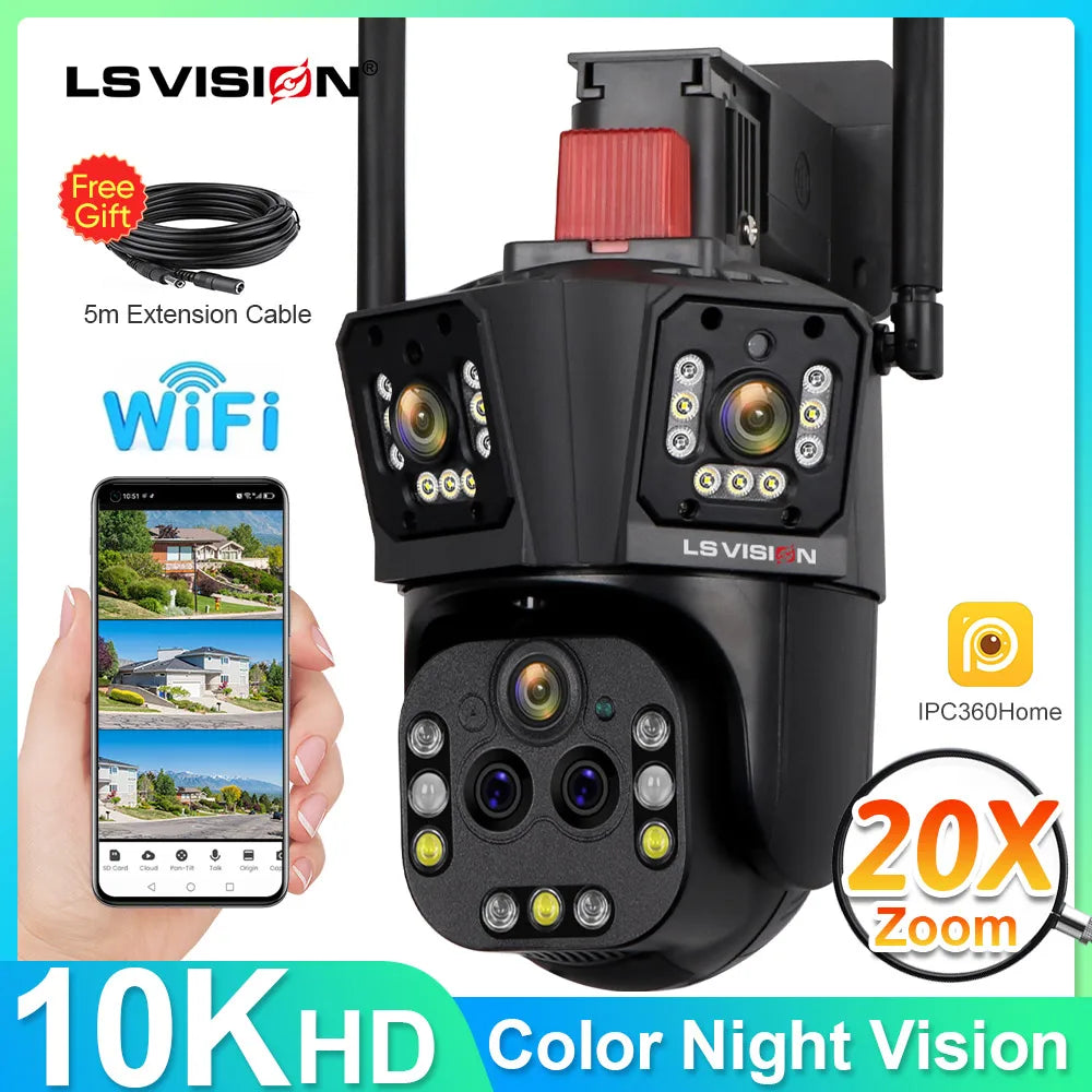 LS VISION Ultra 20MP 10K WIFI Surveillance Camera Outdoor