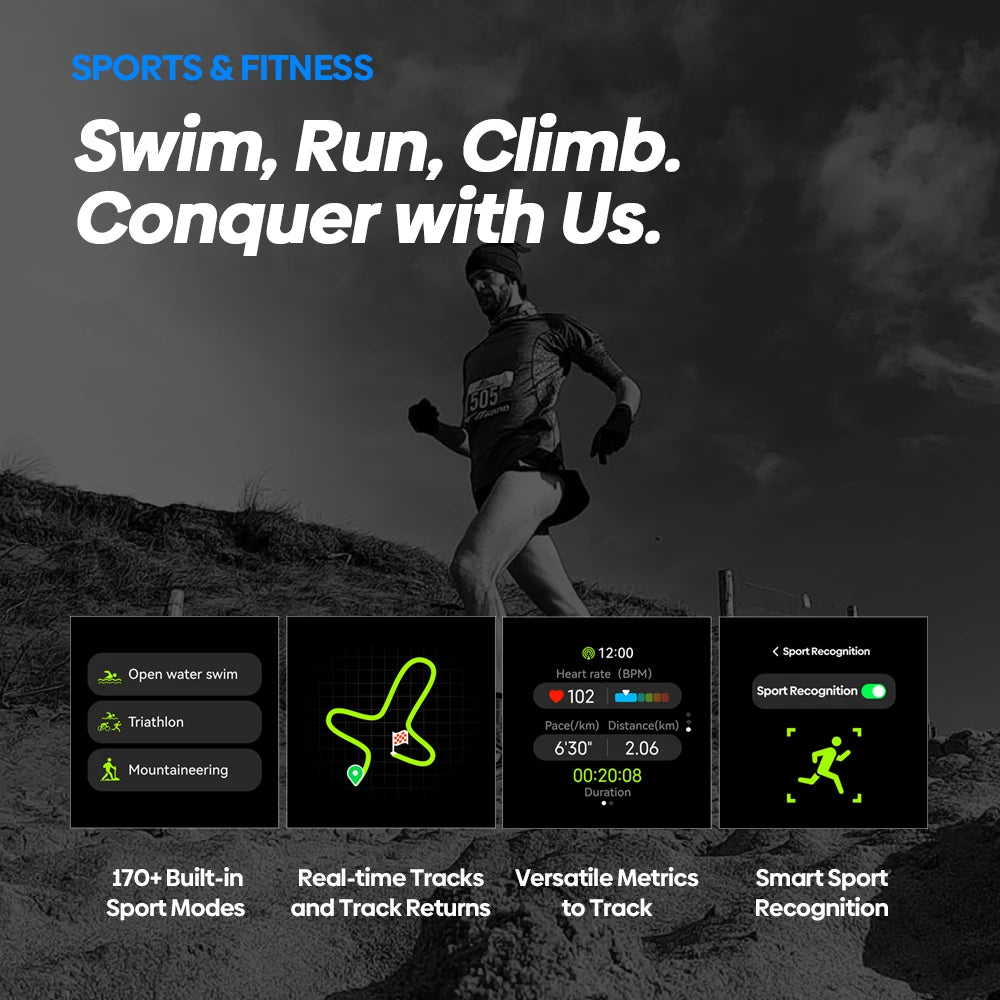 GPS Smart Watch Built-in Compass Barometric Altimeter Dual