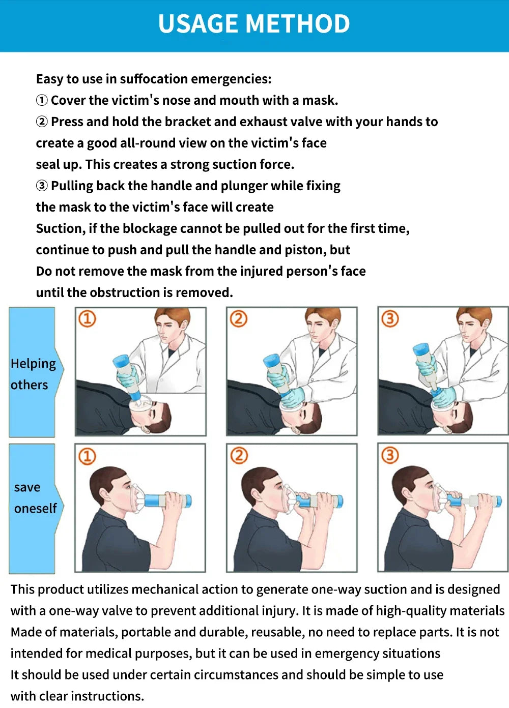 Anti-choking Rescue Device Anti Asphyxia Face Mask Emergency Home