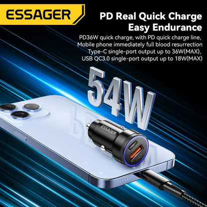 Essager 54W Car Charger 5A Fast Charging Type C Quick Charge 3.0 QC PD 3.0 SCP USB