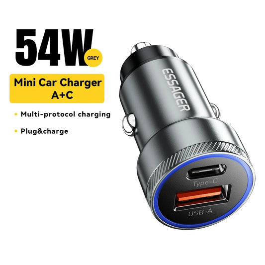 Essager 54W Car Charger 5A Fast Charging Type C Quick Charge 3.0 QC PD 3.0 SCP USB